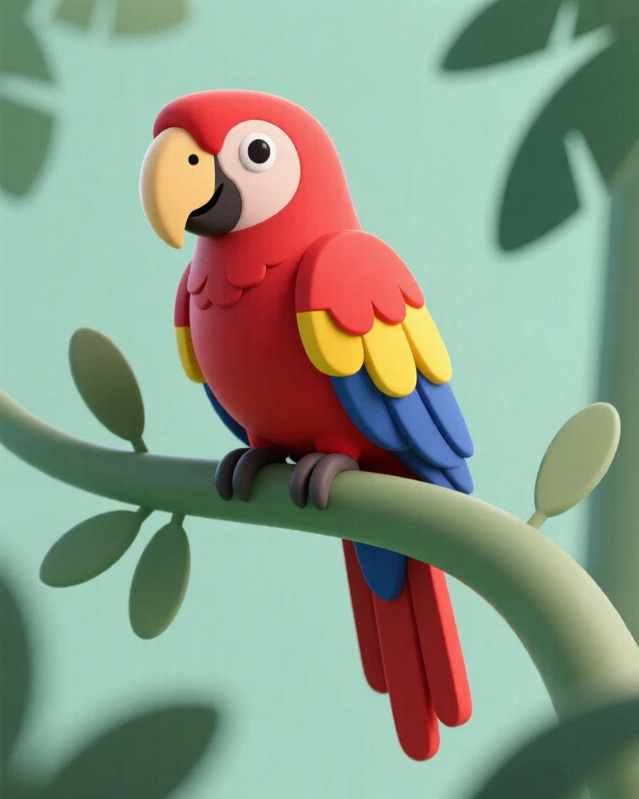 A colorful macaw perches proudly on a jungle branch, feathers blazing scarlet, yellow, and blue.