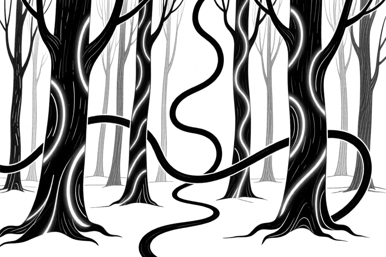 A magical forest where the trees have glowing bioluminescent bark.