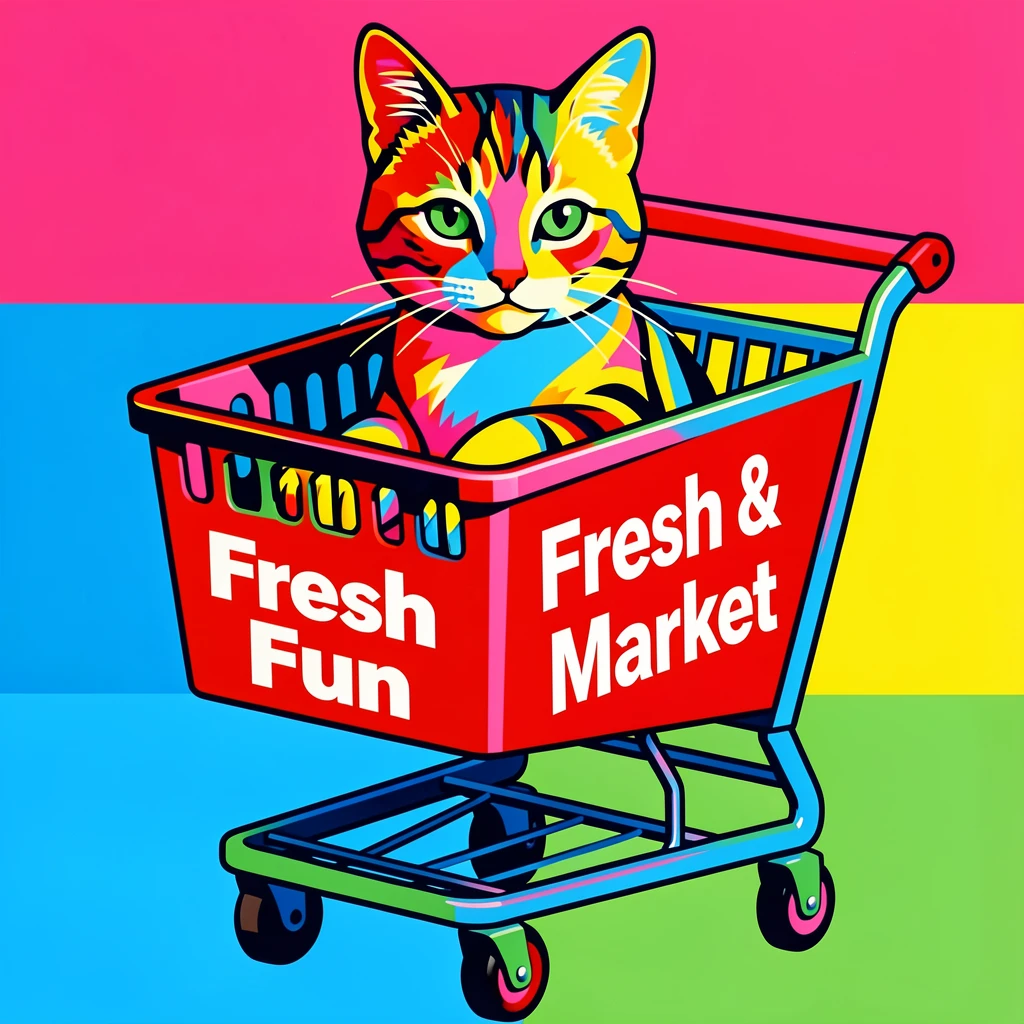 Cat sitting inside a grocery cart