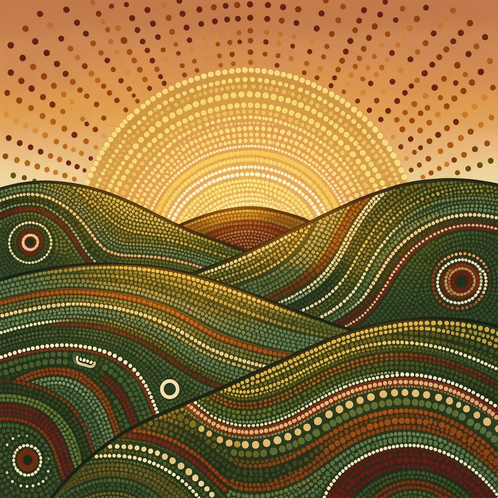 Rolling green hills bathed in golden afternoon light