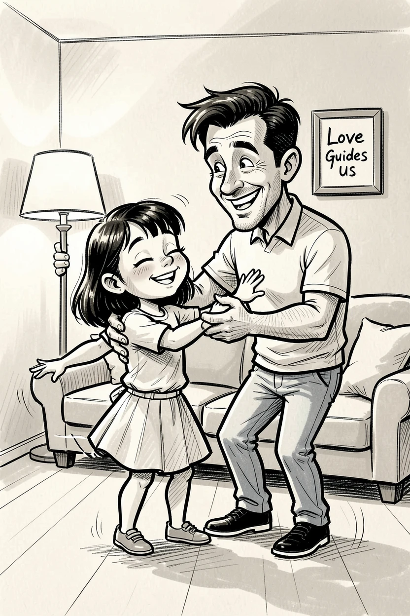 [Inspirational & Emotional Scenes] Touching, uplifting scene of a father teaching his blind daughter to dance in the living room, evoking deep emotion
