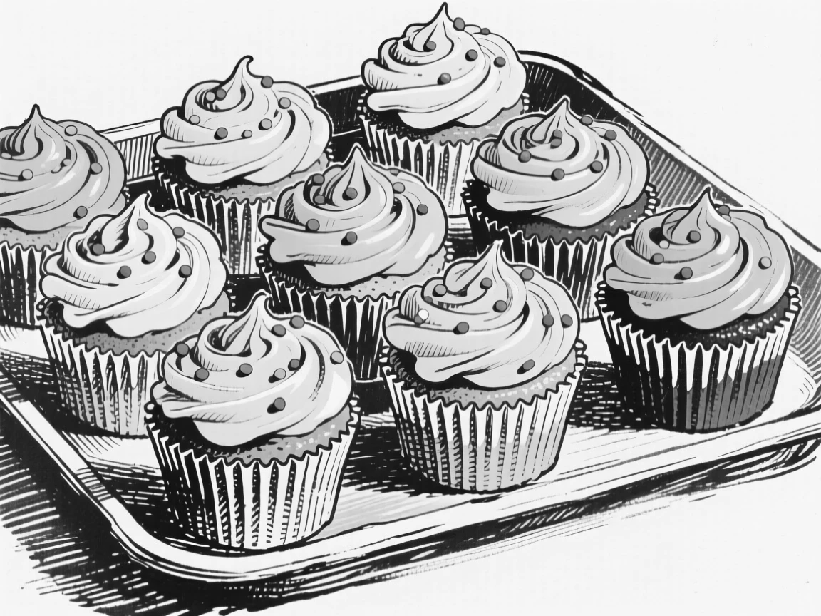 A tray of colorful cupcakes decorated with pastel frosting and sprinkles.