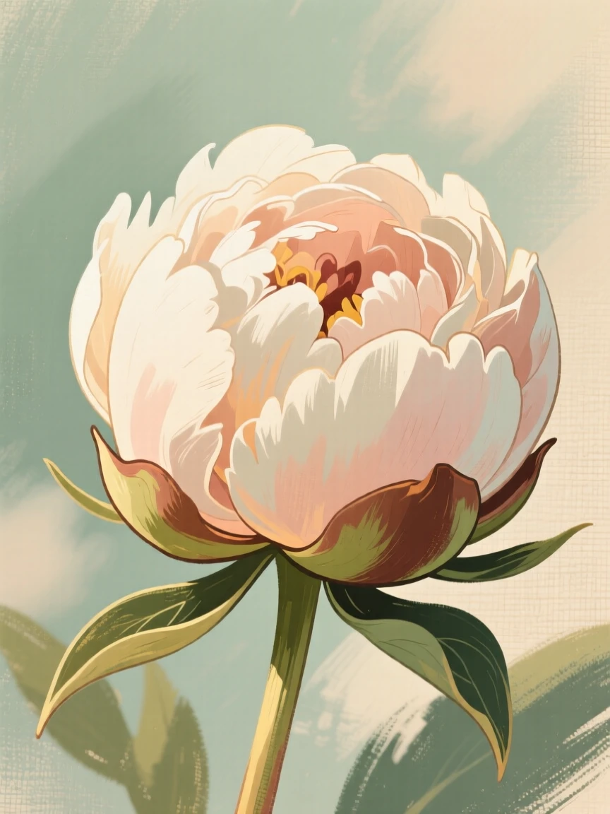 A close-up of a peony bloom unfurling its layered petals