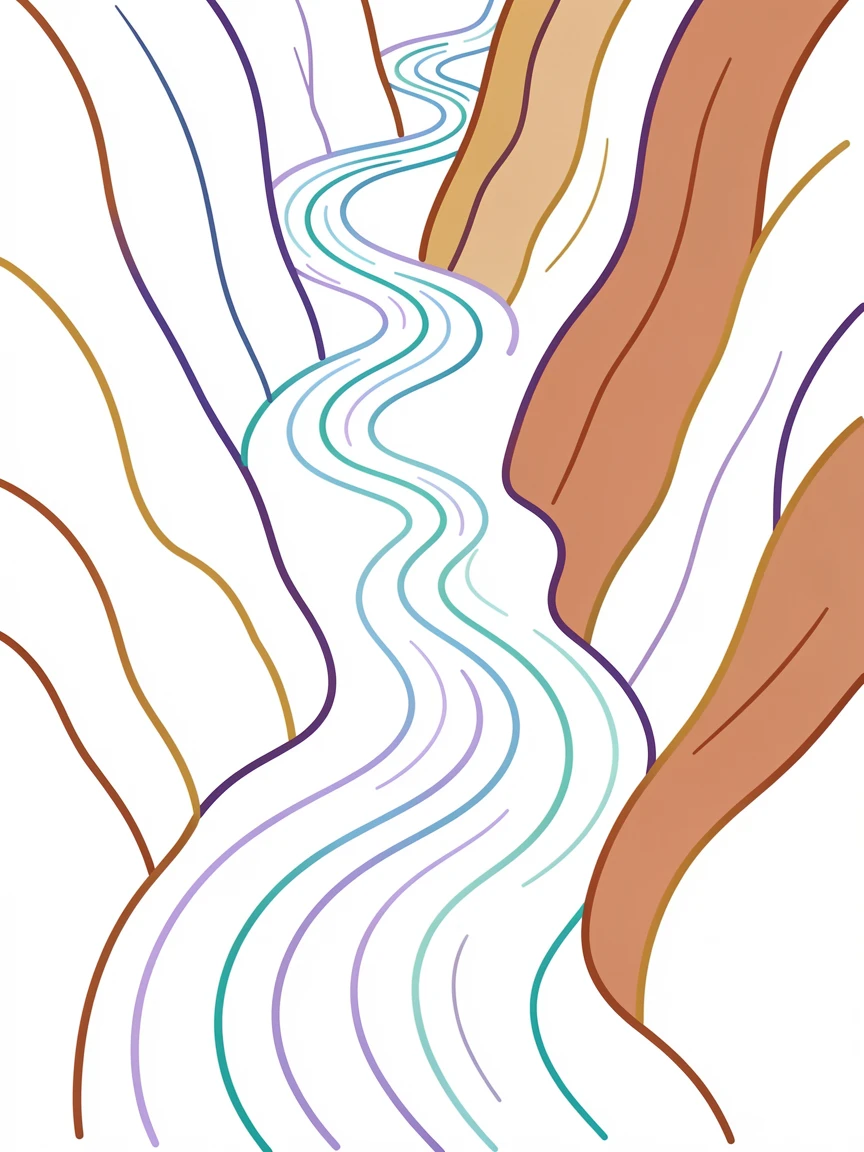 A river carving its path through a canyon, symbolizing perseverance.