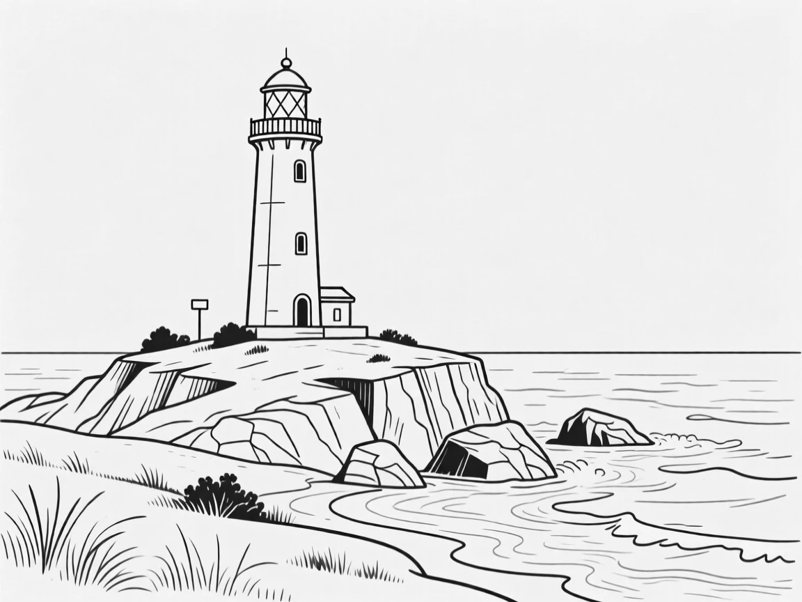 A remote lighthouse on a rugged island coastline