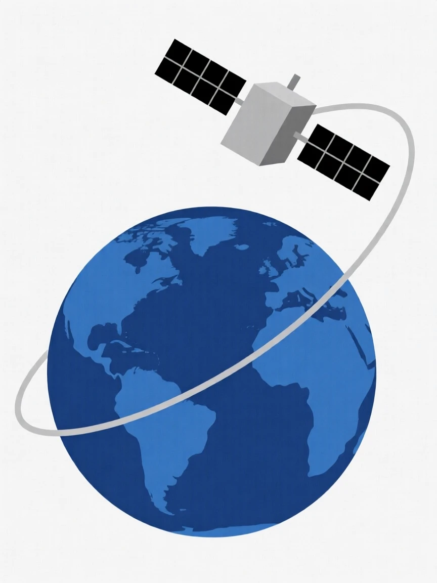 A satellite orbiting above the Earth