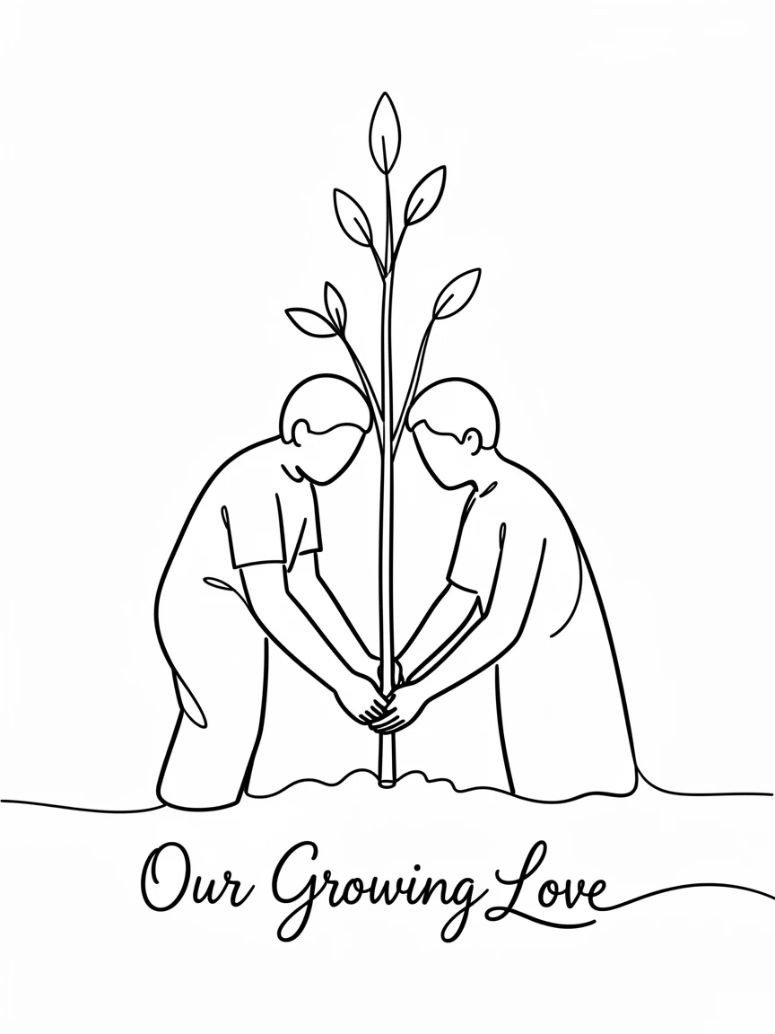 A couple planting a tree together in their backyard to mark an anniversary