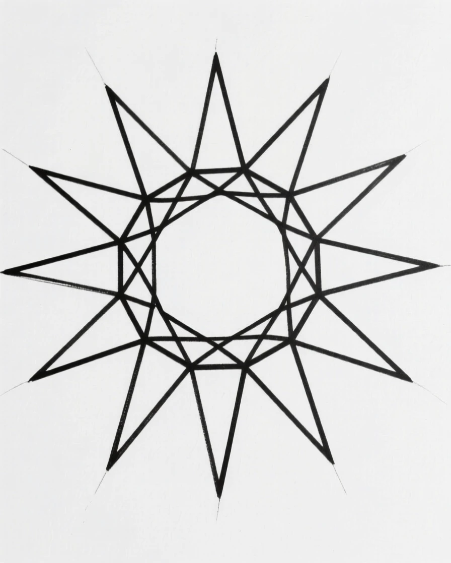 A radiating sunburst of geometric triangles