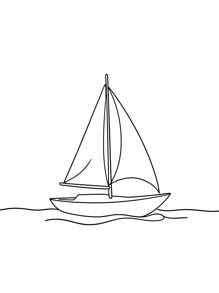 A sailboat gliding across calm open water beneath a clear sky