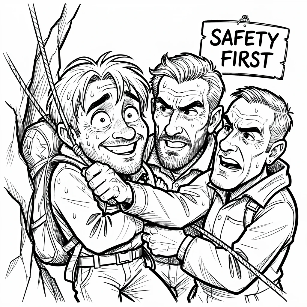 [Inspirational & Emotional Scenes] Touching, uplifting scene of a rescue team pulling a stranded hiker to safety on a cliff, evoking deep emotion