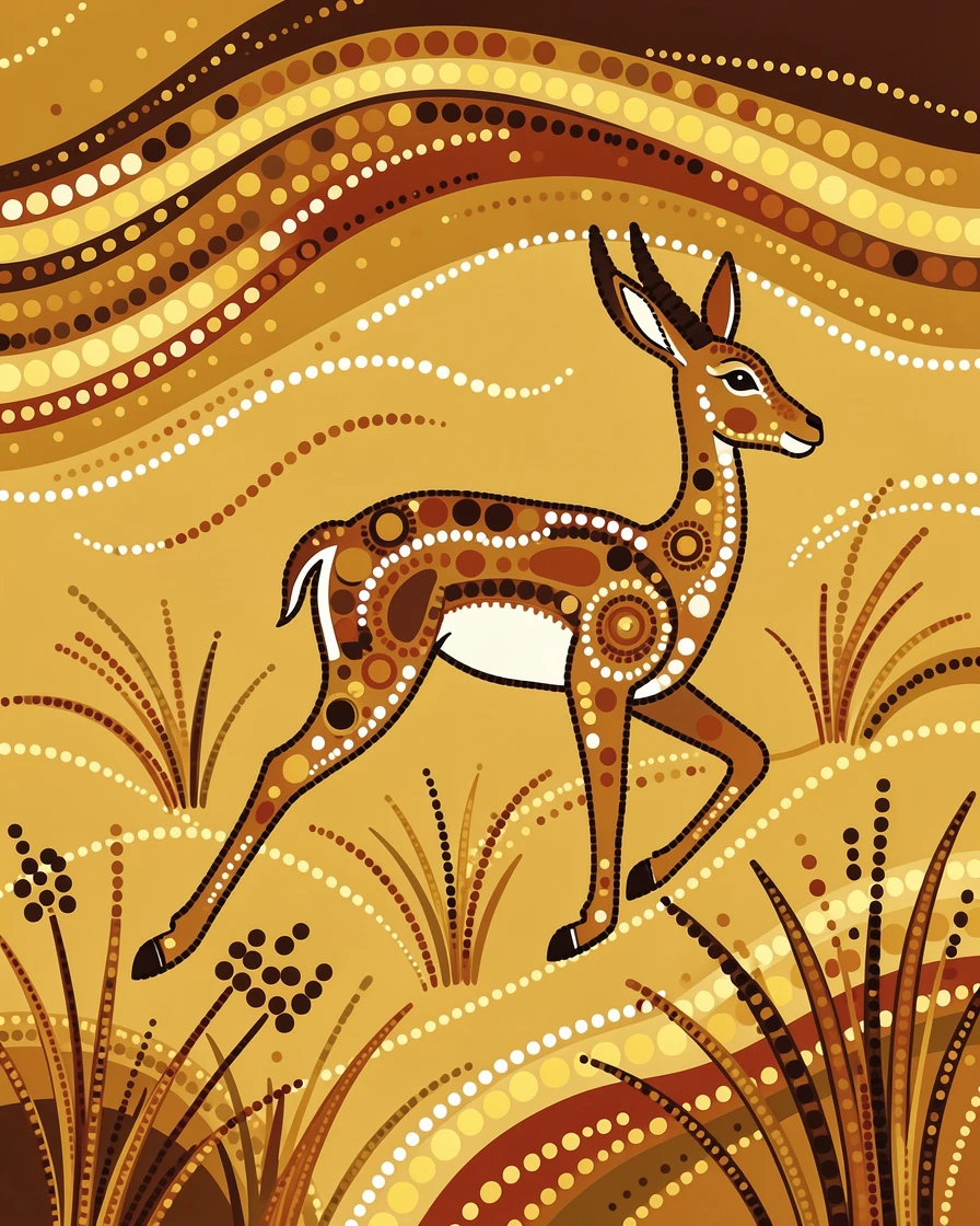 A gazelle bounding across a golden meadow