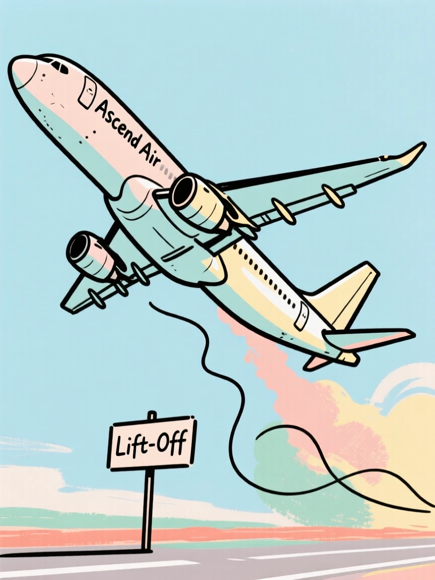 A commercial airliner taking off