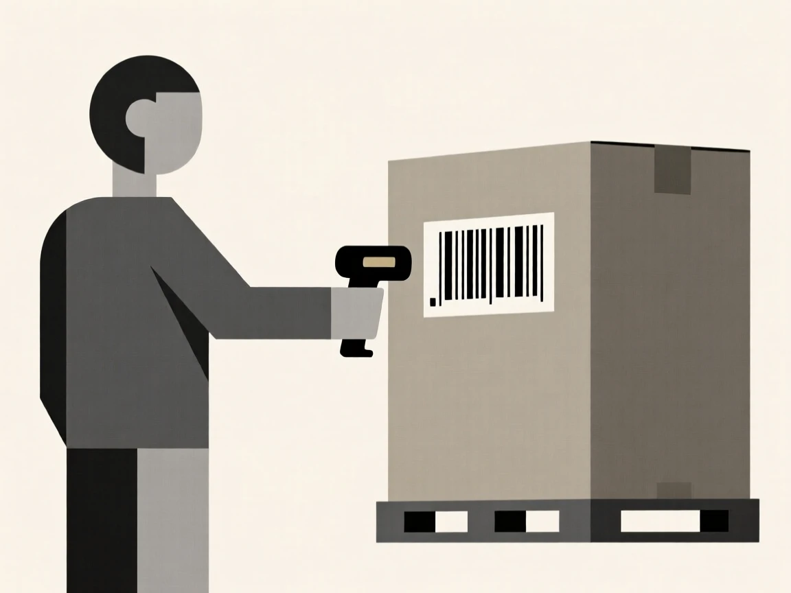 A person scanning a barcode at a warehouse