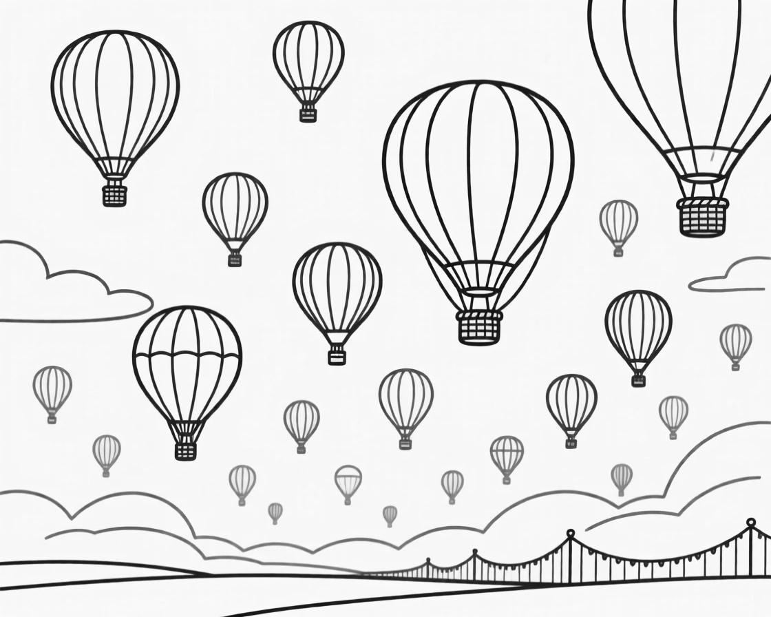 A hot air balloon festival with dozens of balloons in the sky