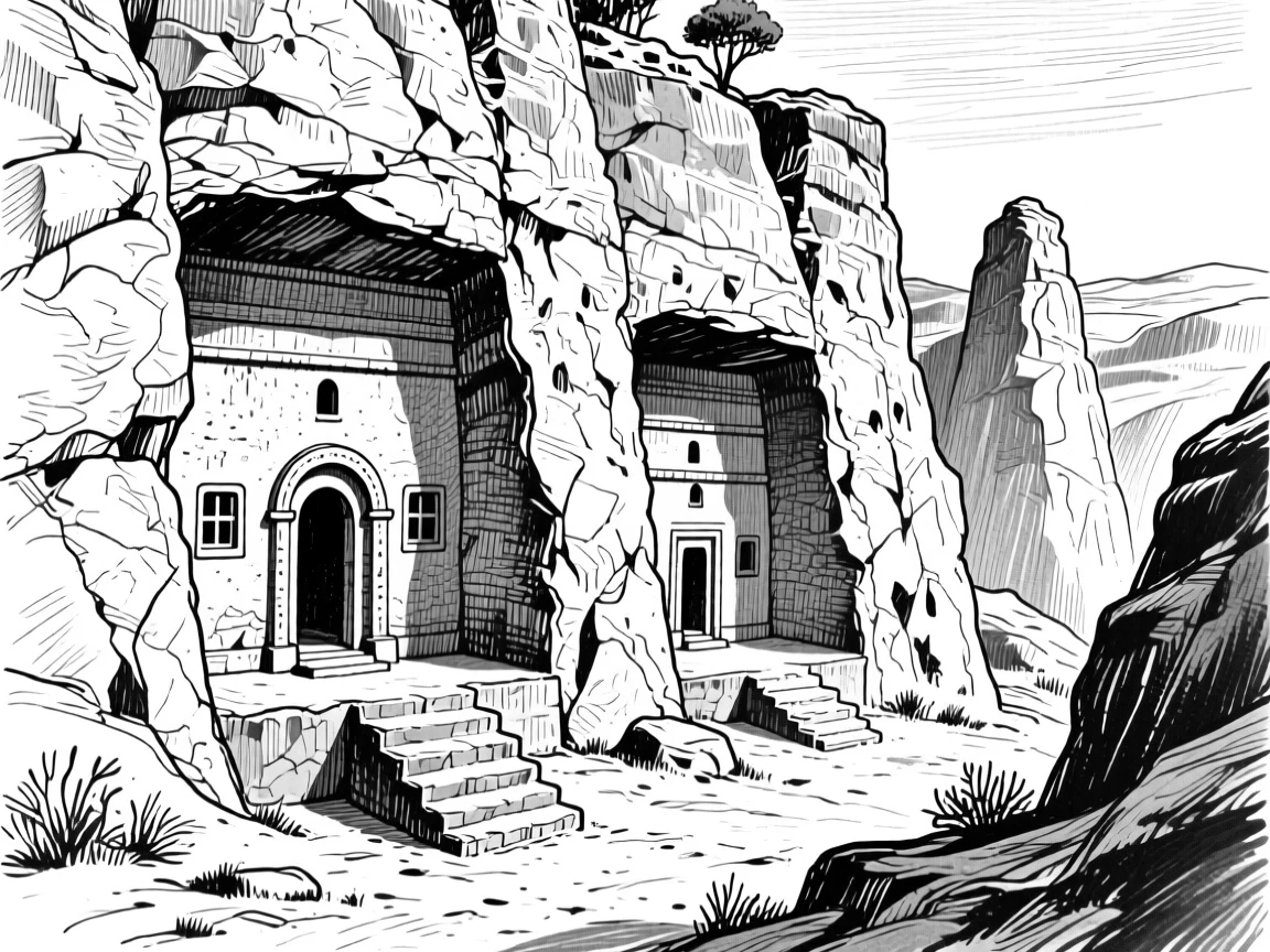 The ancient rock-cut churches of Ethiopia carved deep into the earth.