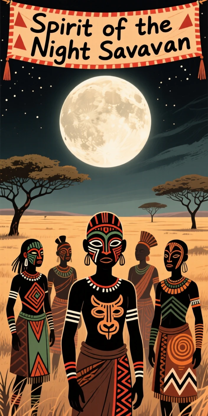 A full moon over the wide open savanna.