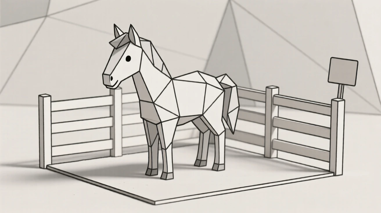 A miniature pony standing in a small paddock