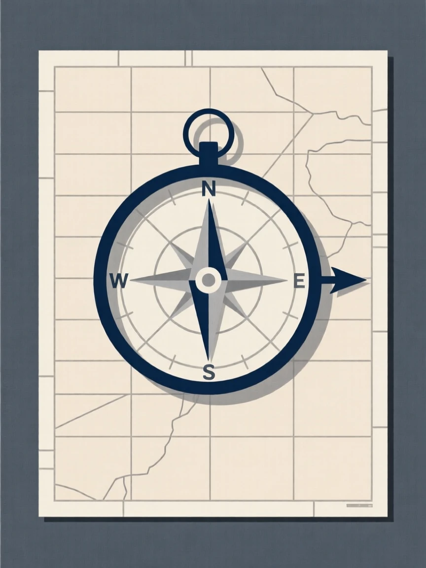 A vintage compass resting on a map