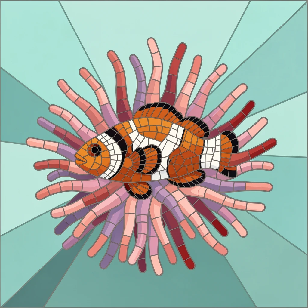 A clownfish nestled among the tentacles of a sea anemone, captured in soft natural light with a shallow depth of field.