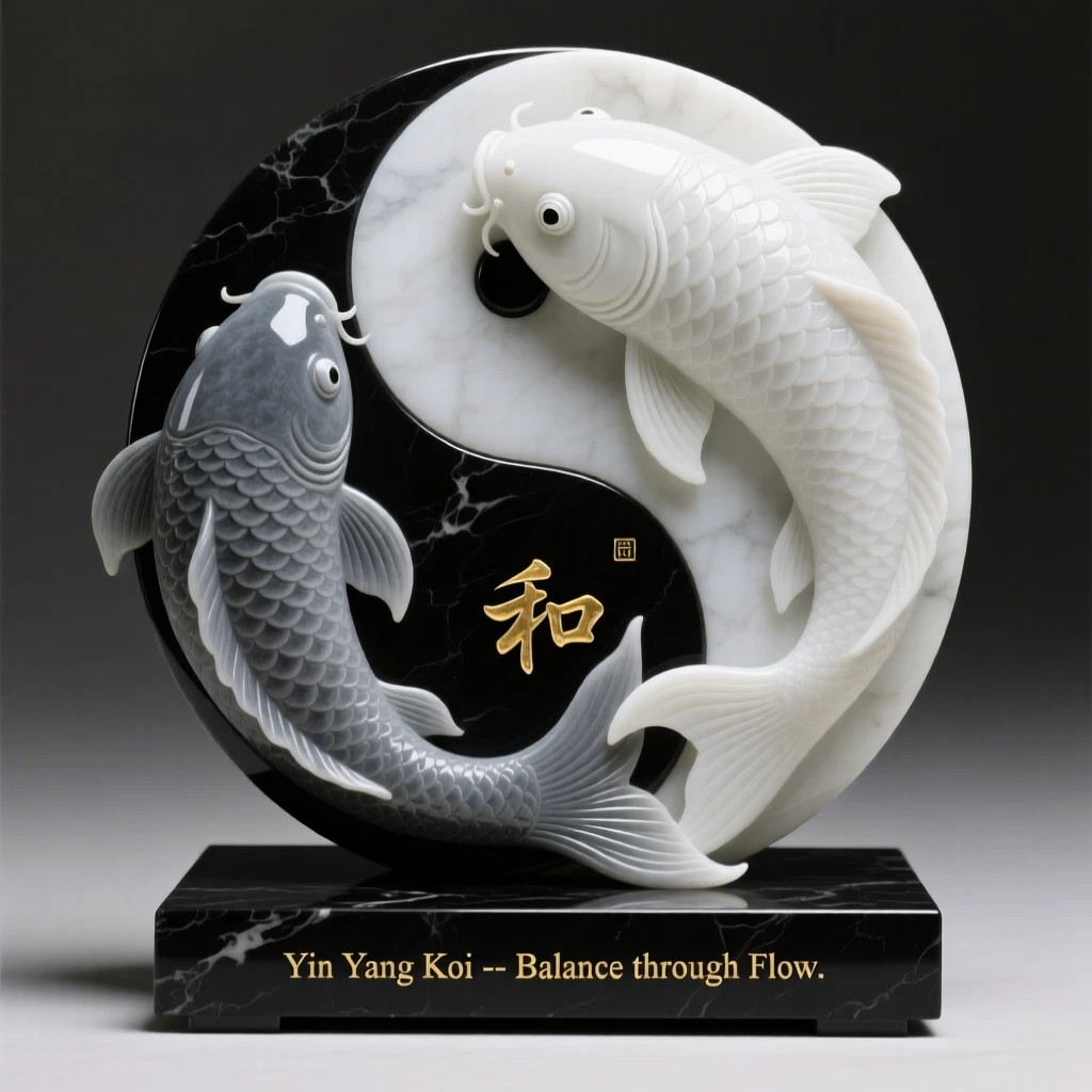 A symbolic, visually striking image of a yin and yang symbol formed by two intertwined koi fish, rich in meaning and emotional resonance