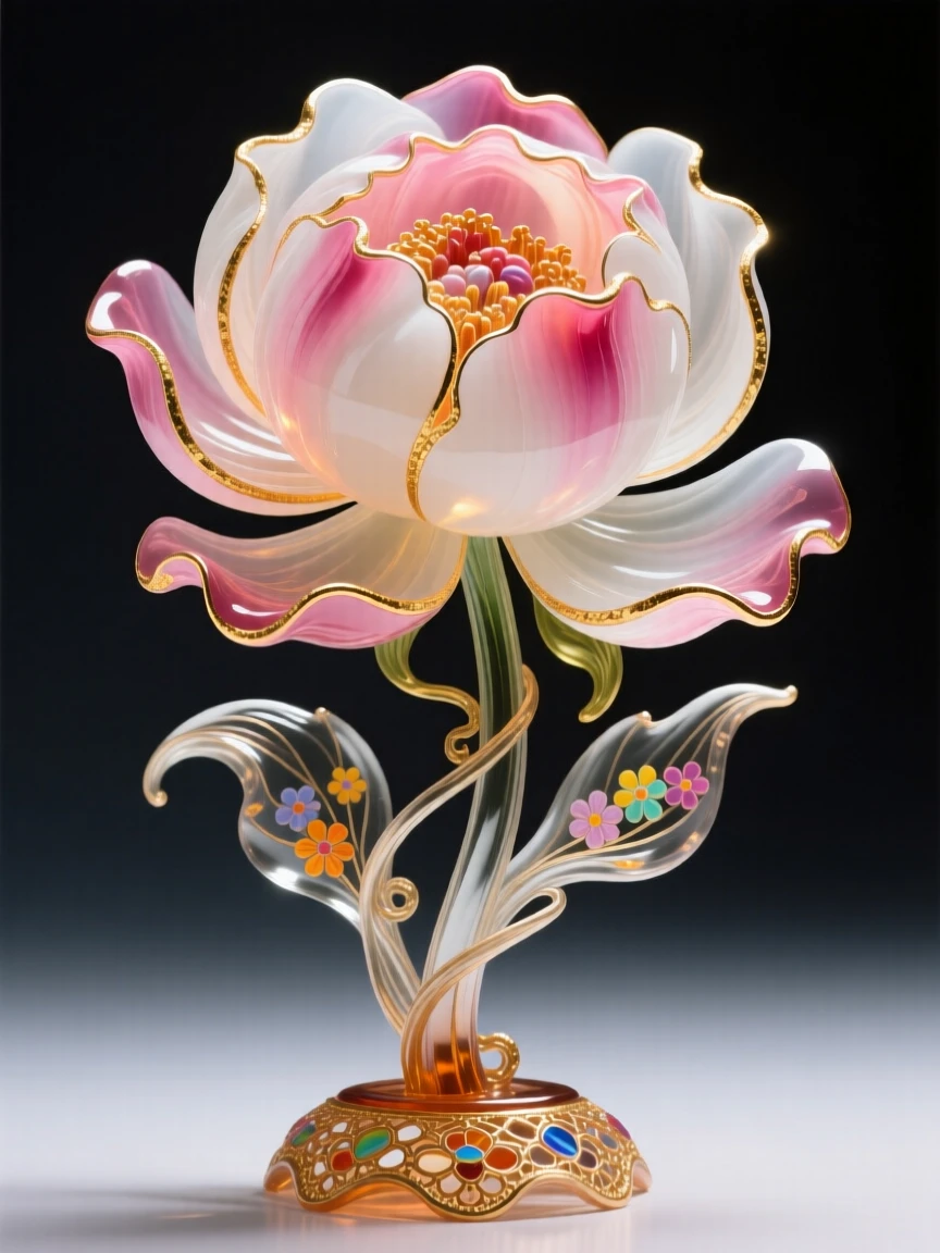 A single peony unfurling its petals in slow motion, lush and sensual.
