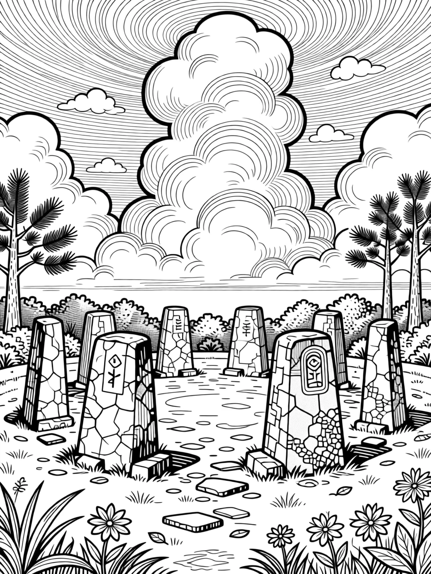 An ancient stone circle standing beneath a dramatic sky.