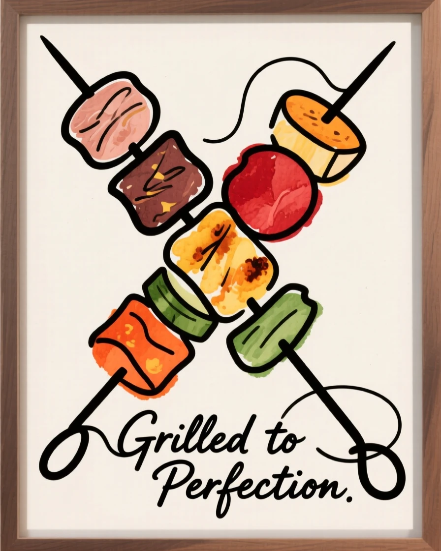 A skewer of grilled kebabs