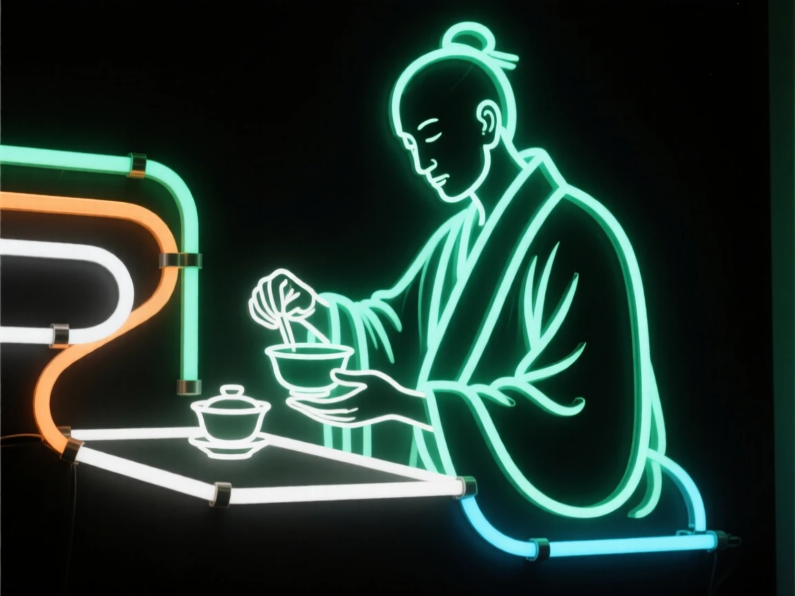 A tea master captured mid-action during a quiet moment of work.