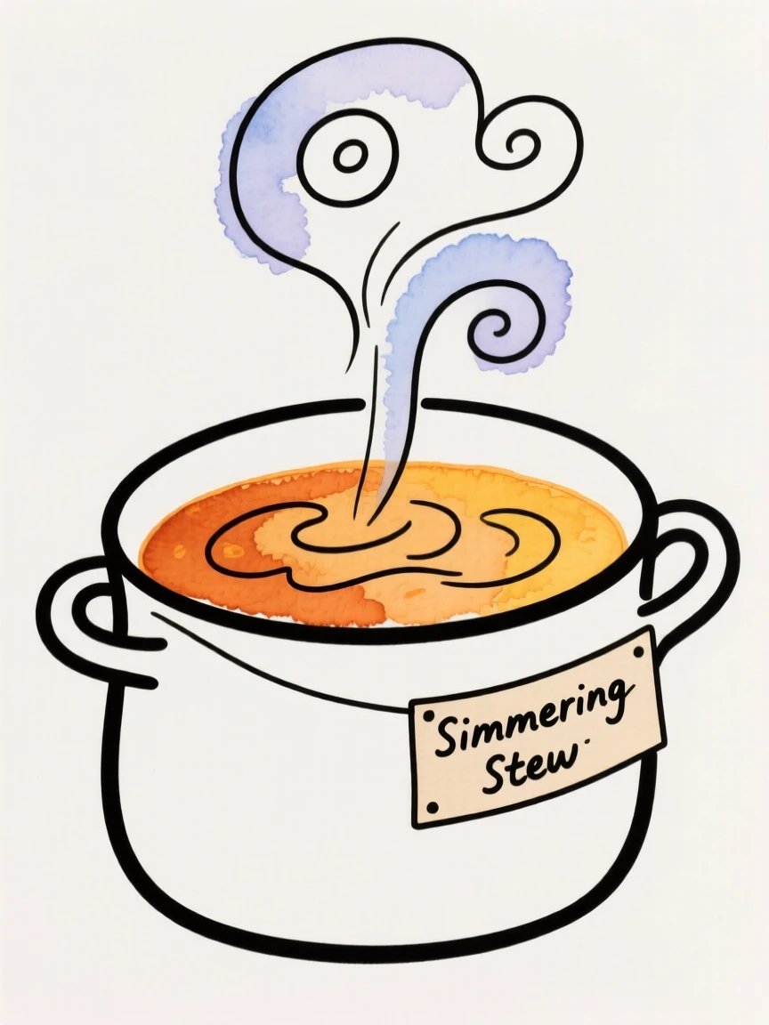 A pot of simmering stew