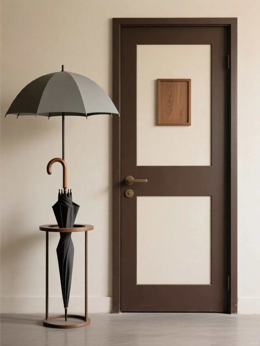 A vintage umbrella stand by a door