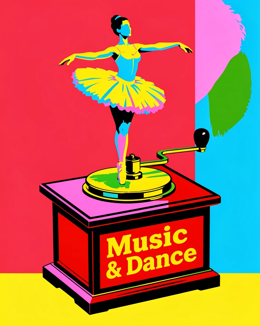 Classic wind-up music box with a ballerina figurine