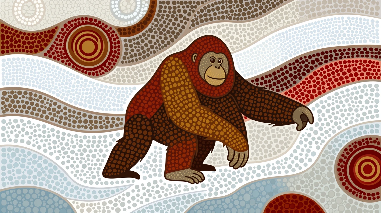 A orangutan exploring a snowy landscape