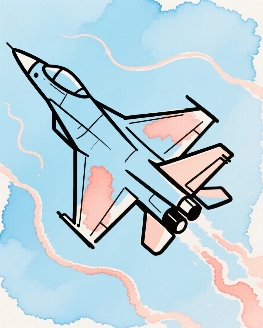 A fighter jet streaking across the sky