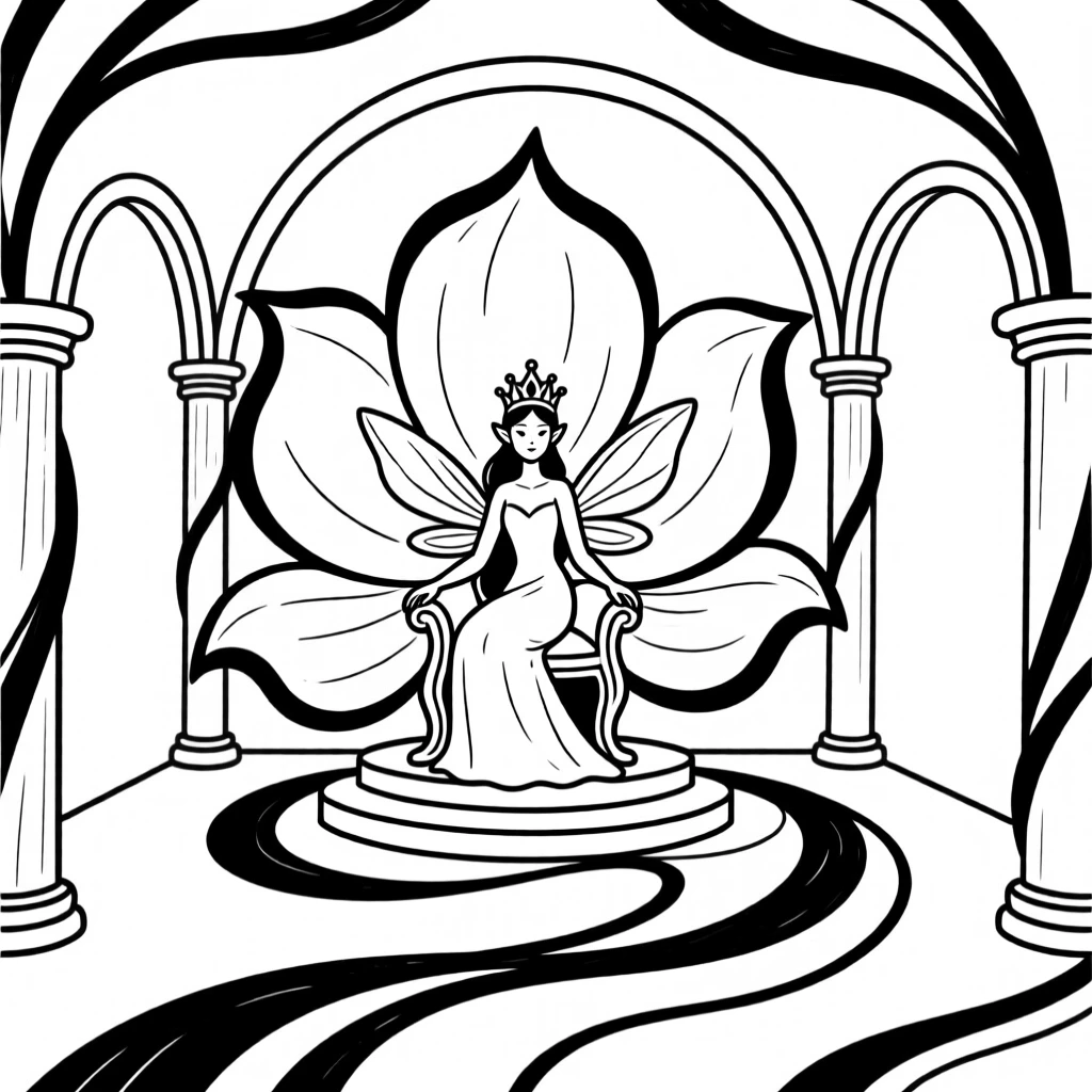 A fairy queen's throne room carved from a single giant flower.