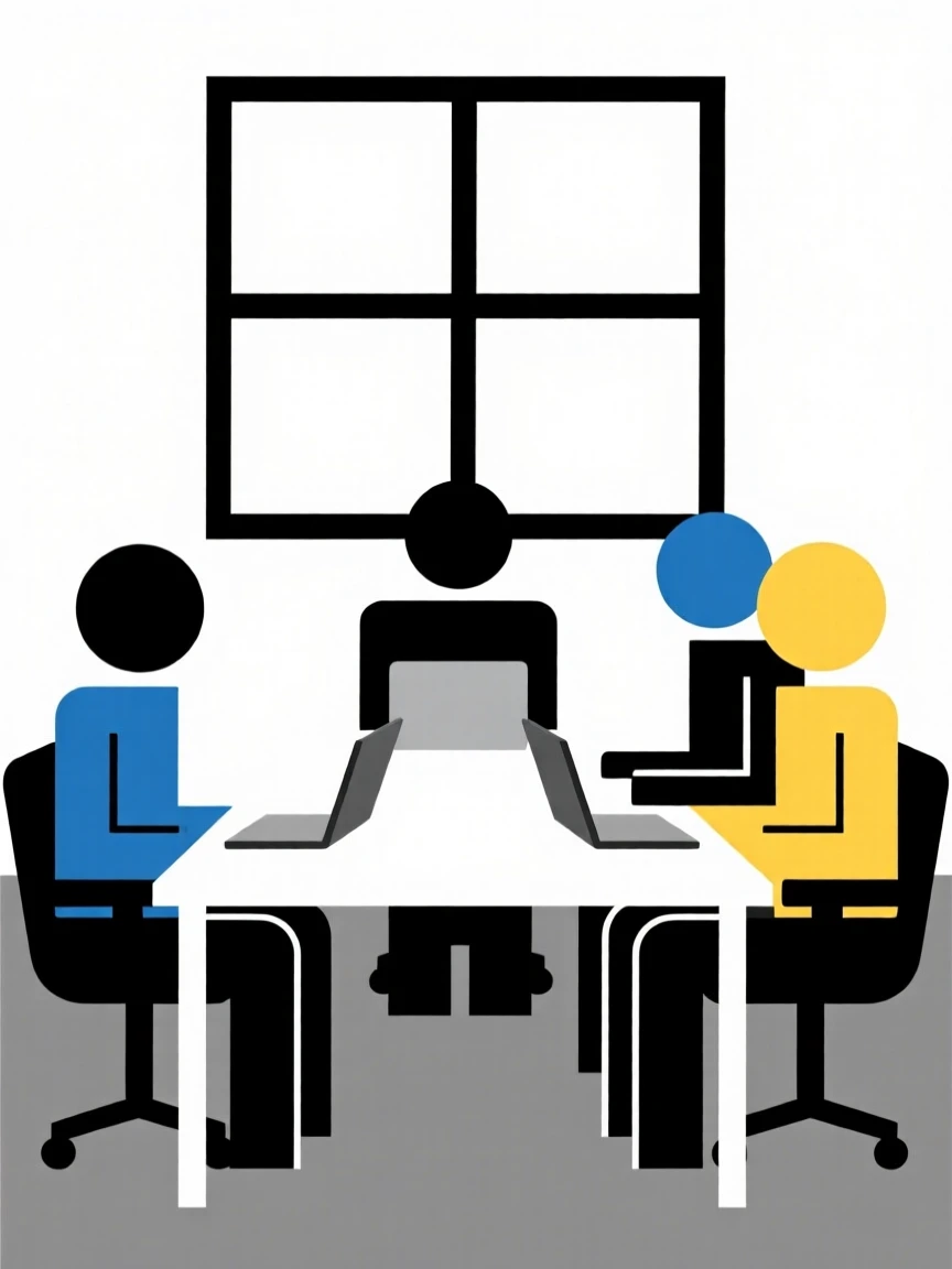 A group of coders working together in an office