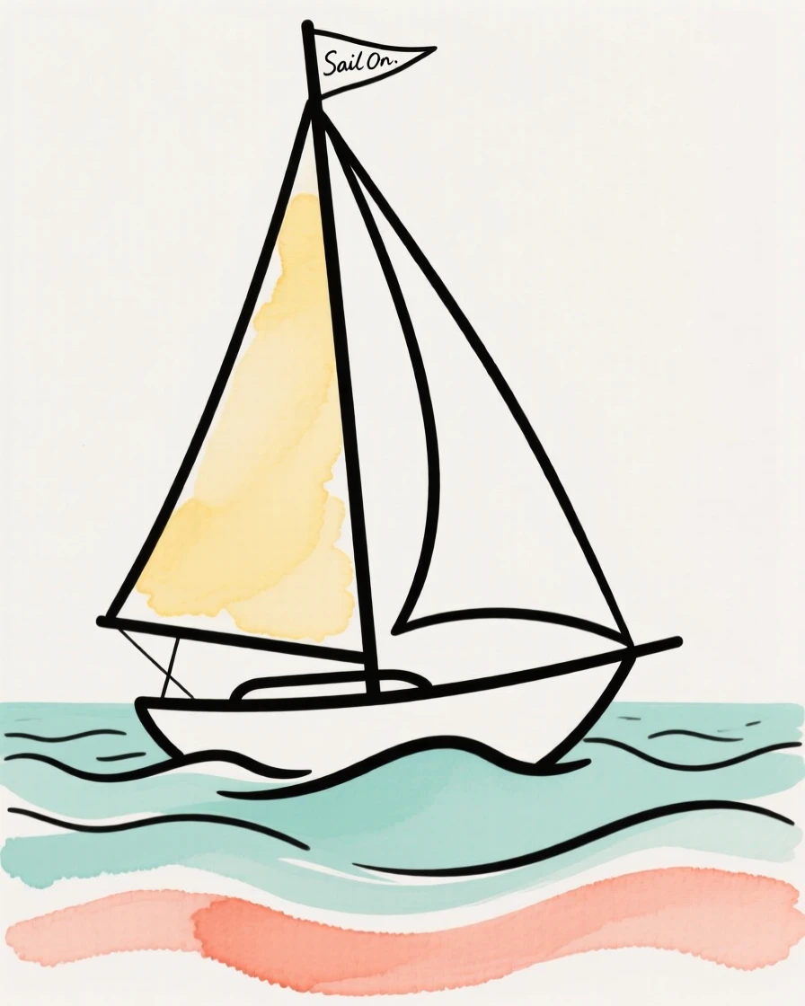 A sailboat cutting through ocean waves