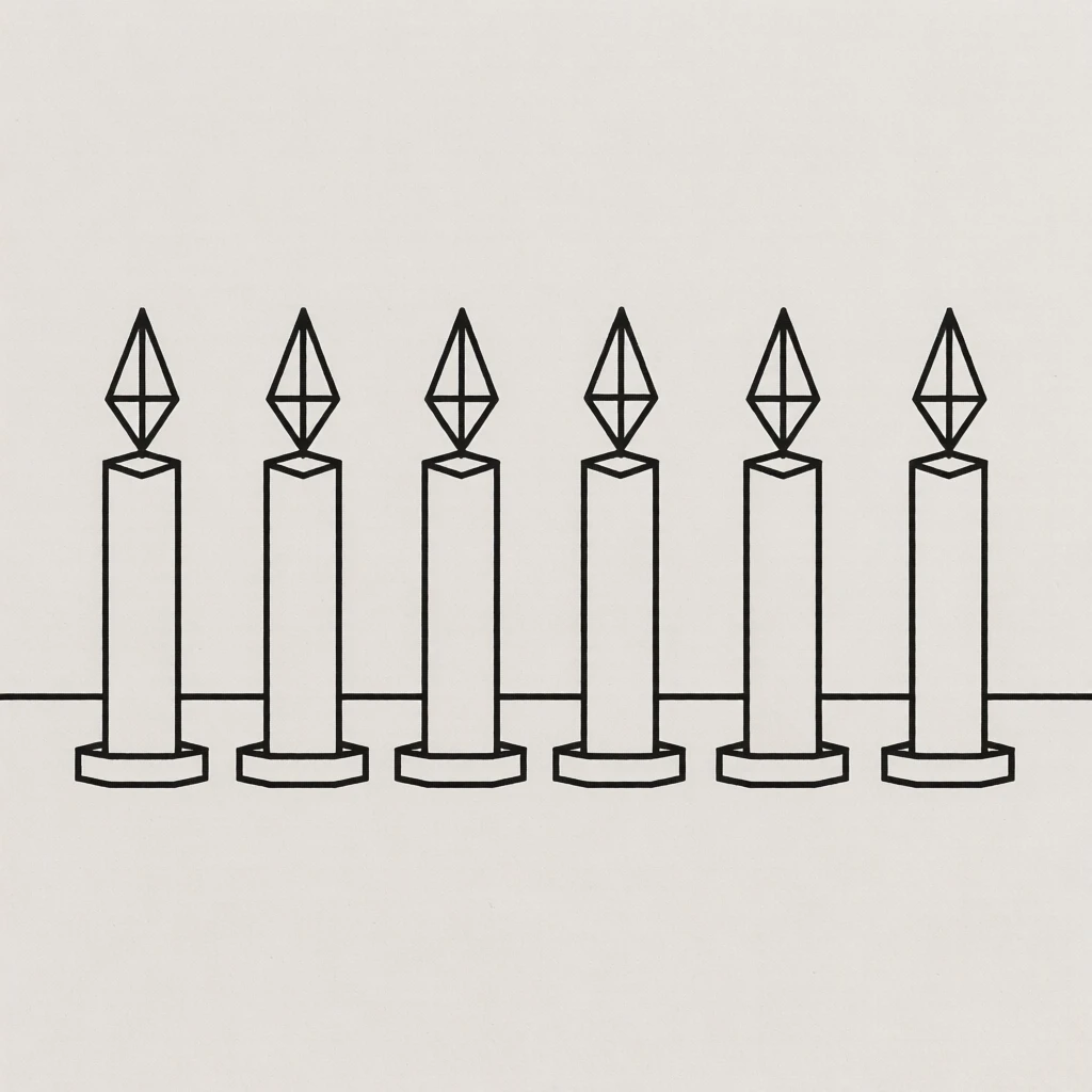 A row of lit candles for a winter holiday celebration
