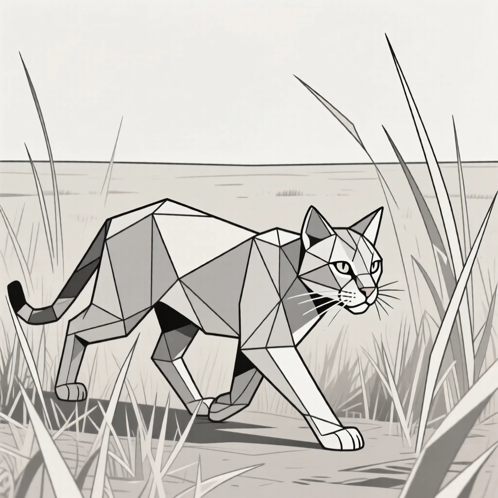 A wild cat stalking through tall savanna grass