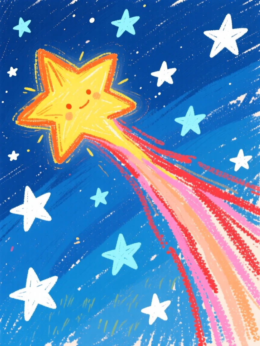 A glowing comet drifting silently through a field of stars.