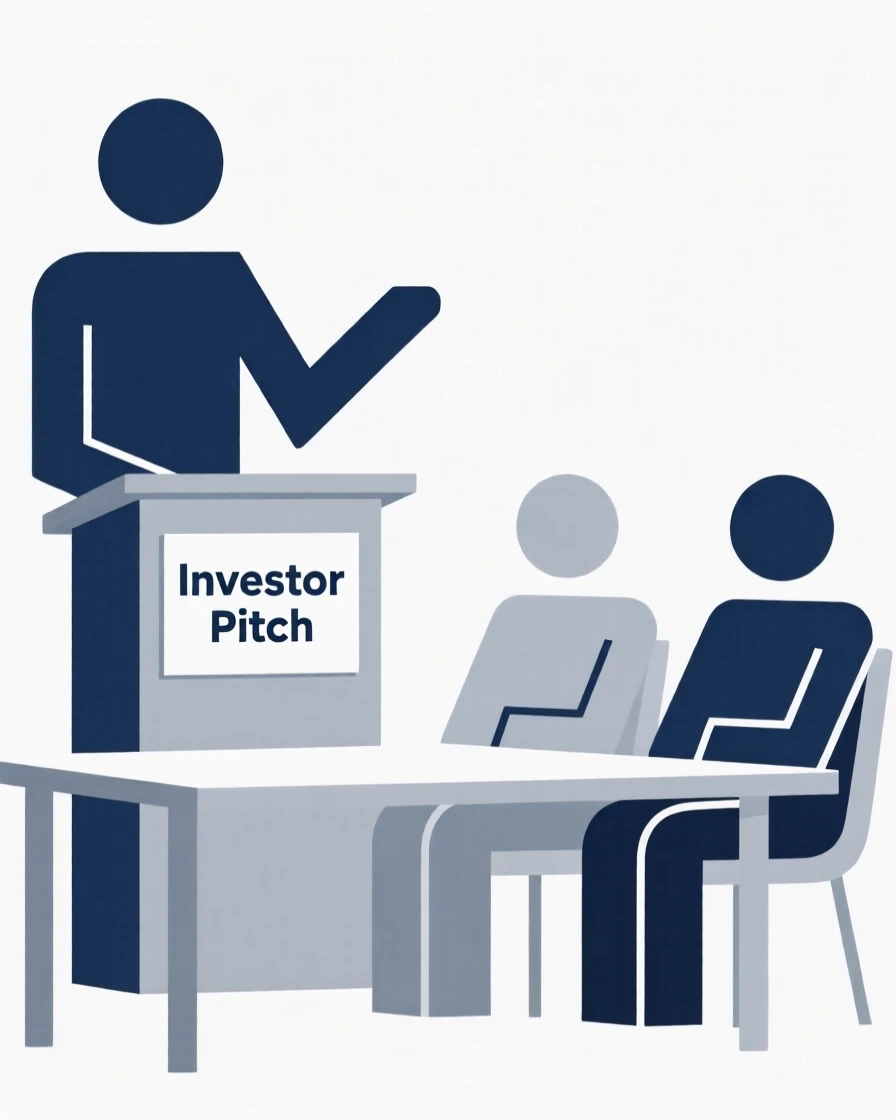A person presenting a pitch to investors