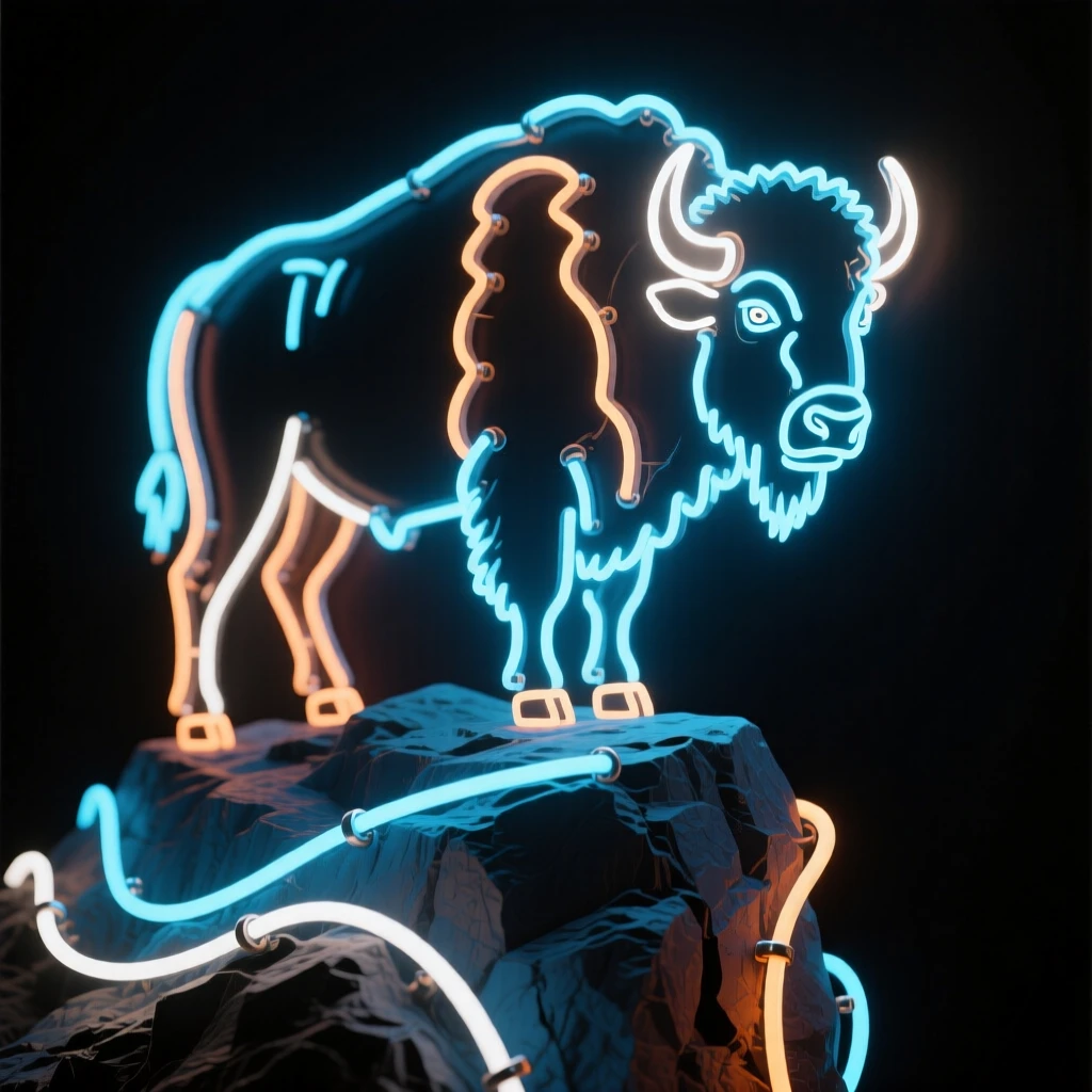 A bison perched attentively atop a rocky outcrop.