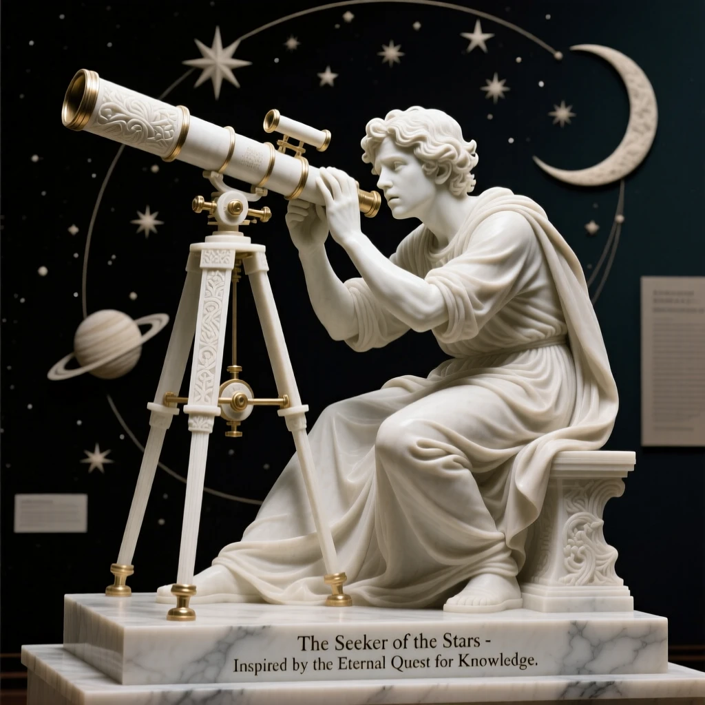 A vivid, emotionally rich scene of a young astronomer gazing through a telescope, captured with cinematic depth and detail, designed to captivate and inspire