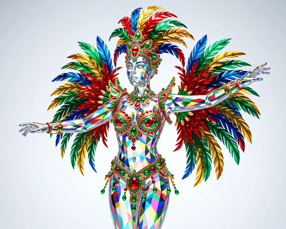 A vibrant Trinidad Carnival costume dancer captured mid-parade.