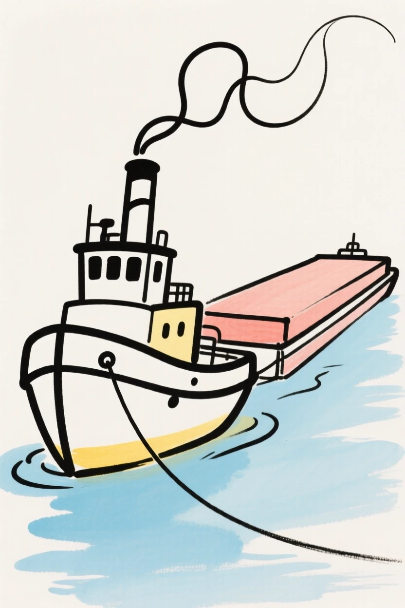 A tugboat pulling a barge