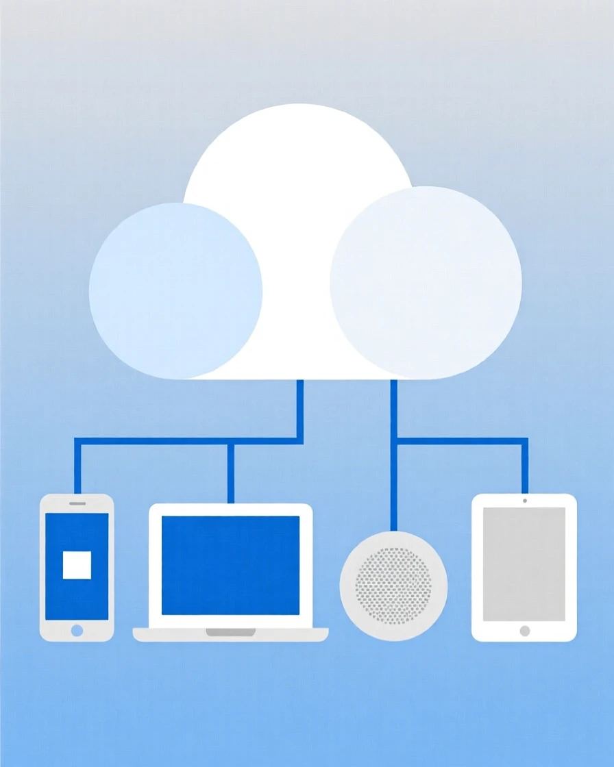 A cloud computing concept with connected devices