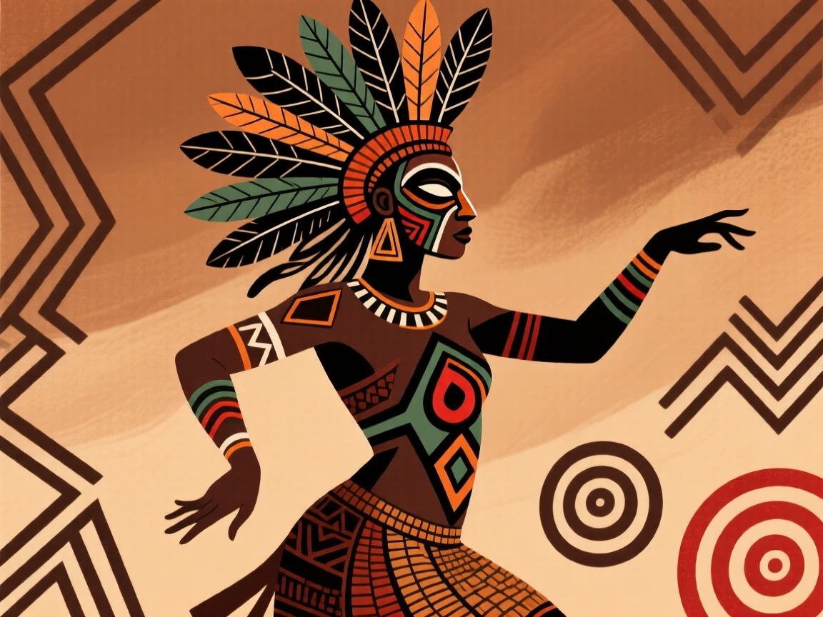 A solo dancer moving gracefully with a feathered headdress.