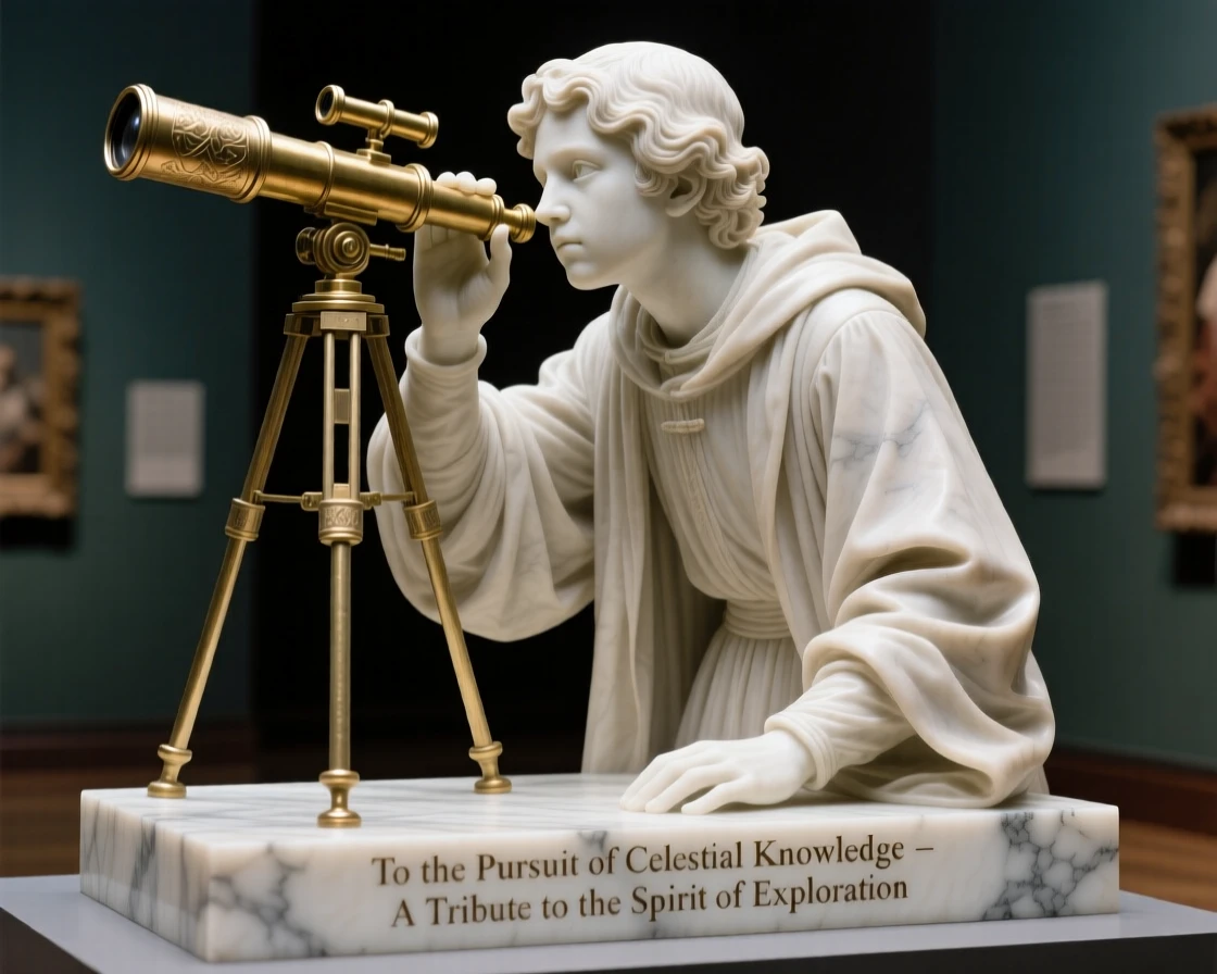 An evocative depiction of a young astronomer gazing through a telescope, captured with cinematic depth and detail, balancing detail with emotional depth