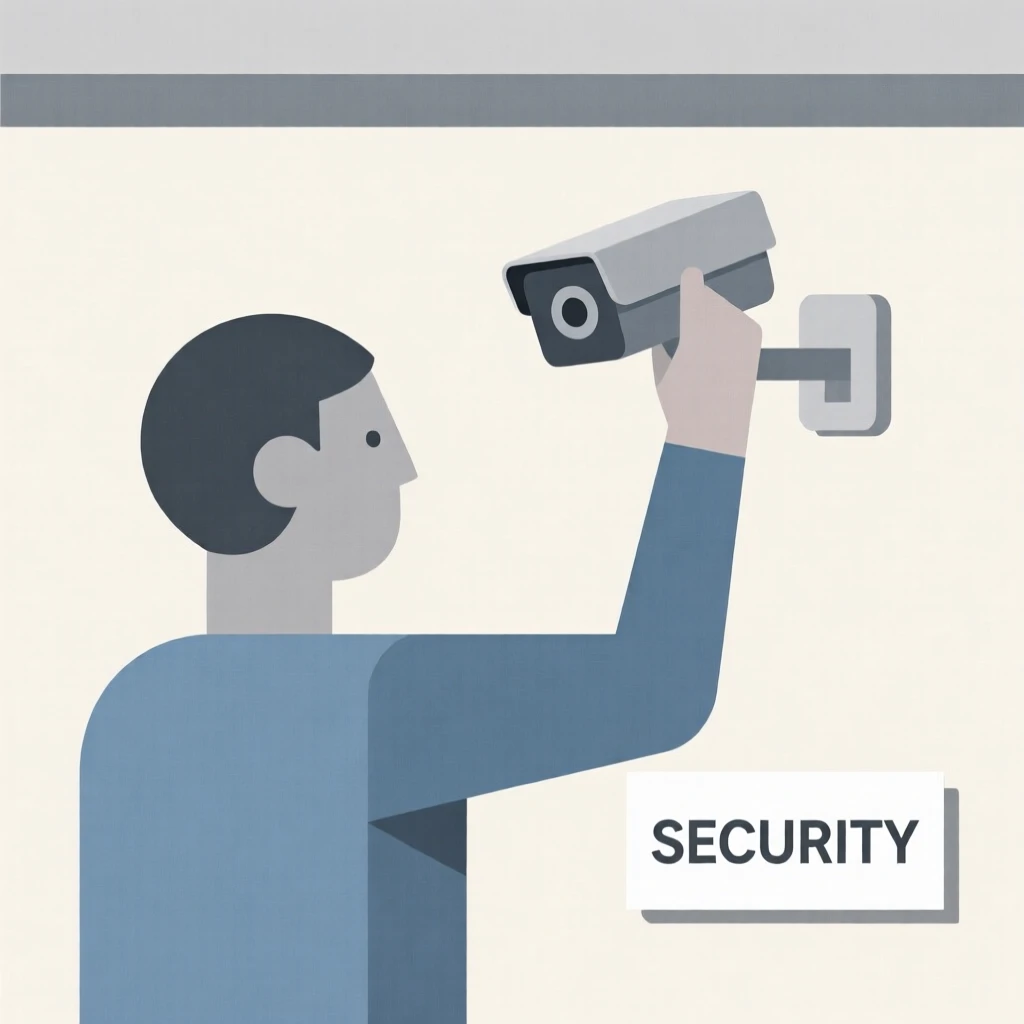 A person setting up a home security camera