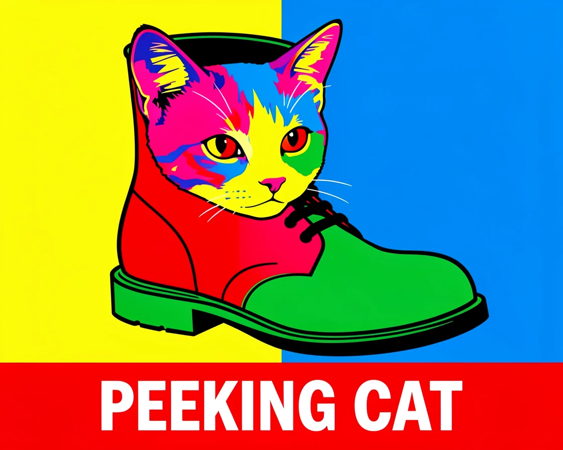 Cat peeking out from inside a boot