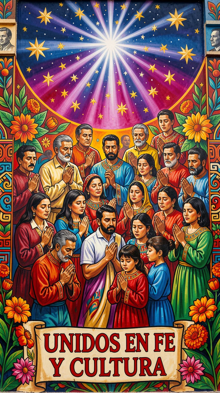 A group gathered in prayer beneath a canopy of stars